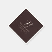 Serviette En Papier Moderne Élégant Nom commercial Monogramme | Brun f (Coin)