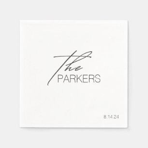 Serviette En Papier Moderne élégant Nom de famille Personnalisé Mariag