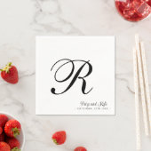 Serviette En Papier Moderne Elegant Nom Mariage initial (En situation)