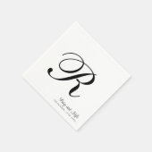 Serviette En Papier Moderne Elegant Nom Mariage initial (Coin)