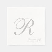 Serviette En Papier Moderne Elegant Nom Mariage initial (Devant)