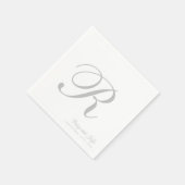 Serviette En Papier Moderne Elegant Nom Mariage initial (Coin)