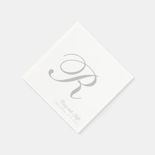 Serviette En Papier Moderne Elegant Nom Mariage initial (Coin)