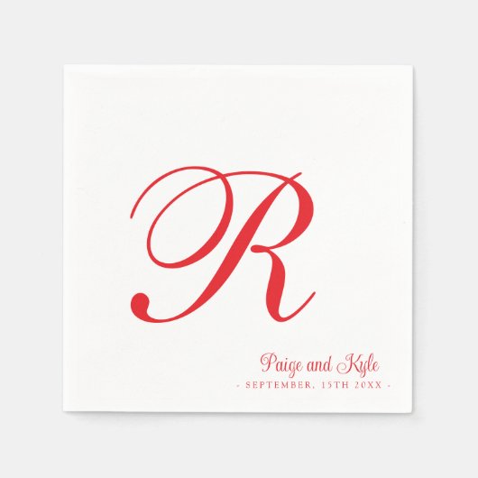 Serviette En Papier Moderne Elegant Nom Mariage initial (Devant)