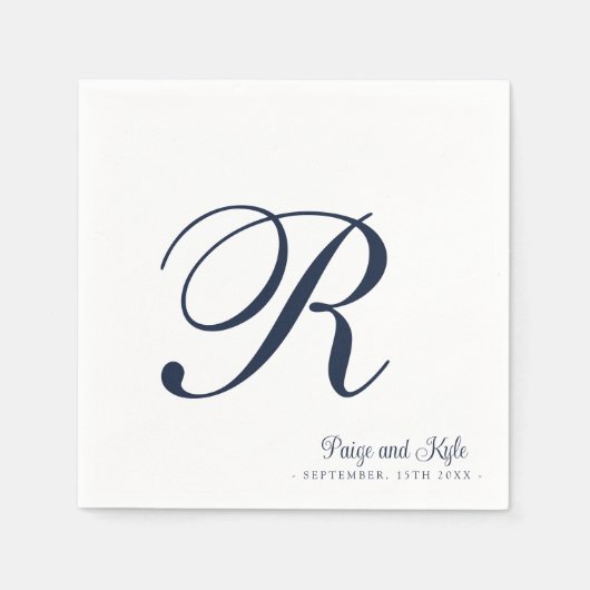 Serviette En Papier Moderne Elegant Nom Mariage initial (Devant)