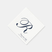 Serviette En Papier Moderne Elegant Nom Mariage initial (Coin)