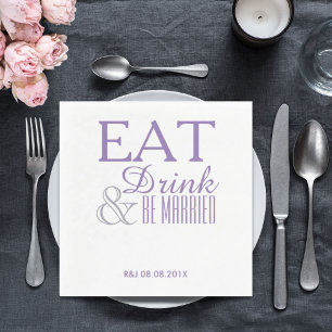 Serviette En Papier moderne élégant pastel lilac violet mariage