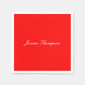 Serviette En Papier Moderne élégant Plain Simple Professionnel Rouge (Devant)