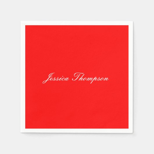Serviette En Papier Moderne élégant Plain Simple Professionnel Rouge (Devant)
