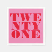 Serviette En Papier Moderne Elégant rose rouge gras 21e anniversaire (Devant)