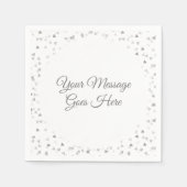 Serviette En Papier Moderne élégant script coeurs argent confettis (Devant)