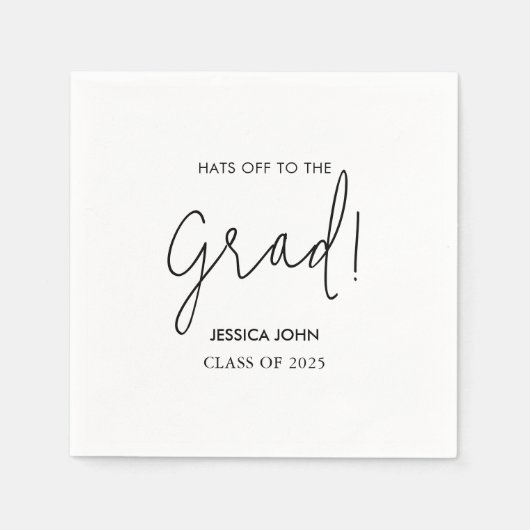 Serviette En Papier Moderne Elegant White Félicitations Diplôme (Devant)