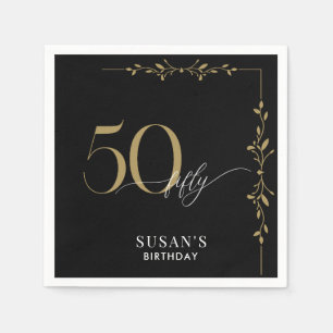 Serviette En Papier Moderne élégante calligraphie 50e anniversaire