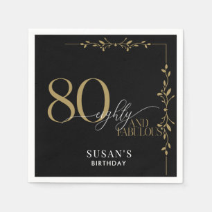 Serviette En Papier Moderne élégante calligraphie 80e anniversaire