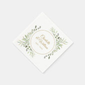 Serviette En Papier Moderne Elégante Verdure en Golden Script (Coin)