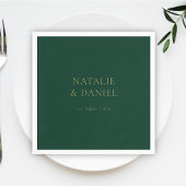 Serviette En Papier Moderne Emerald Green et Mariage Gold Chic