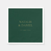 Serviette En Papier Moderne Emerald Green et Mariage Gold Chic (Devant)