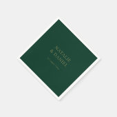 Serviette En Papier Moderne Emerald Green et Mariage Gold Chic (Coin)