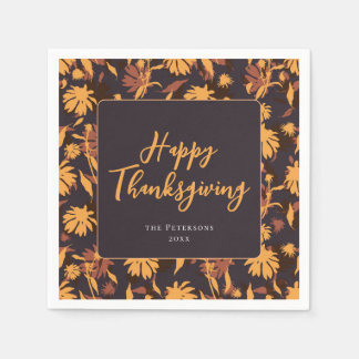 Serviette En Papier Moderne et élégant Bon thanksgiving Coneflowers