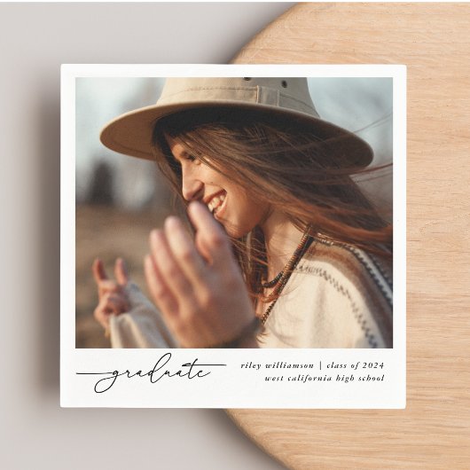 Serviette En Papier Moderne et élégant Diplômé manuscrit Script photo