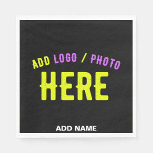 SERVIETTE EN PAPIER MODERNE ET MODERNE PERSONNALISABLE NOIR VÉRIFIÉ