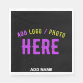 SERVIETTE EN PAPIER MODERNE ET MODERNE PERSONNALISABLE NOIR VÉRIFIÉ (Devant)