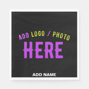 SERVIETTE EN PAPIER MODERNE ET MODERNE PERSONNALISABLE NOIR VÉRIFIÉ