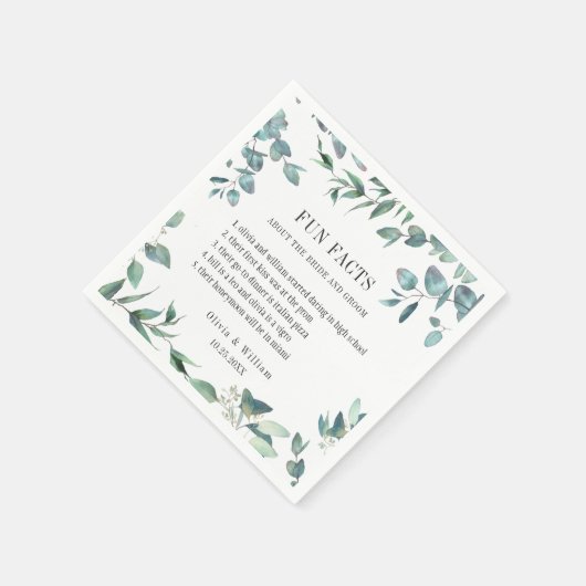 Serviette En Papier Moderne Eucalyptus Verdure Fun Faits Mariage (Coin)