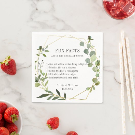 Serviette En Papier Moderne Eucalyptus Verdure Fun Faits Mariage (En situation)