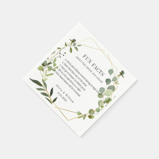 Serviette En Papier Moderne Eucalyptus Verdure Fun Faits Mariage (Coin)