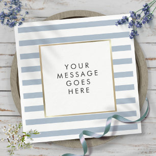 Serviette En Papier Moderne Faux Doré Rayé Bleu Blanc