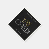 Serviette En Papier Moderne Fete Black Gold Yay Graduation (Coin)