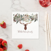 Serviette En Papier Moderne feuillage fleuri rustique vacances de cerf (En situation)