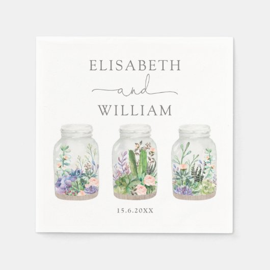 Serviette En Papier Moderne Fiesta Succulent Terrarium Mariage Faveurs (Devant)