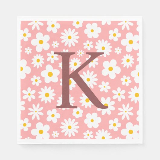 Serviette En Papier Moderne Flat Graphic Daisy Rose (Devant)