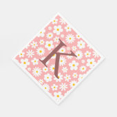 Serviette En Papier Moderne Flat Graphic Daisy Rose (Coin)