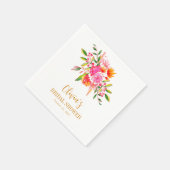 Serviette En Papier Moderne Fleurs Rose Orange Mariage Personnalisé (Coin)