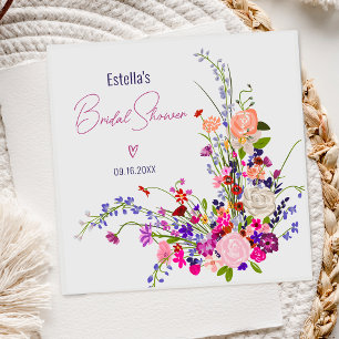 Serviette En Papier Moderne fleurs sauvages chic écriture shower de ma