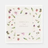 Serviette En Papier Moderne Floral Anniversaire Verdure Berries Insect (Devant)