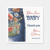 Serviette En Papier Moderne Floral Rouge Bleu Denim Bleu Jean Baby sho (Devant)
