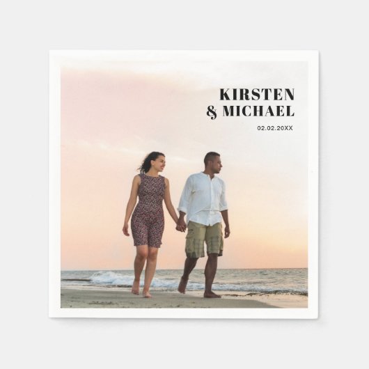 Serviette En Papier Moderne Foto Hochzeitskarte Einladung (Devant)