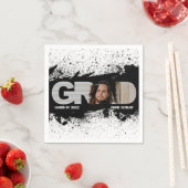 Serviette En Papier Moderne Funky Black Splat GRAD Photo Napkins (En situation)