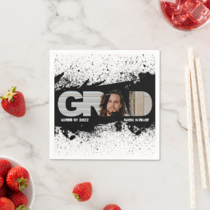 Serviette En Papier Moderne Funky Black Splat GRAD Photo Napkins