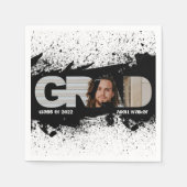 Serviette En Papier Moderne Funky Black Splat GRAD Photo Napkins (Devant)