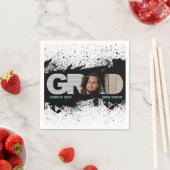 Serviette En Papier Moderne Funky Black Splat GRAD Photo Napkins (En situation)