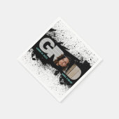 Serviette En Papier Moderne Funky Black Splat GRAD Photo Napkins (Coin)