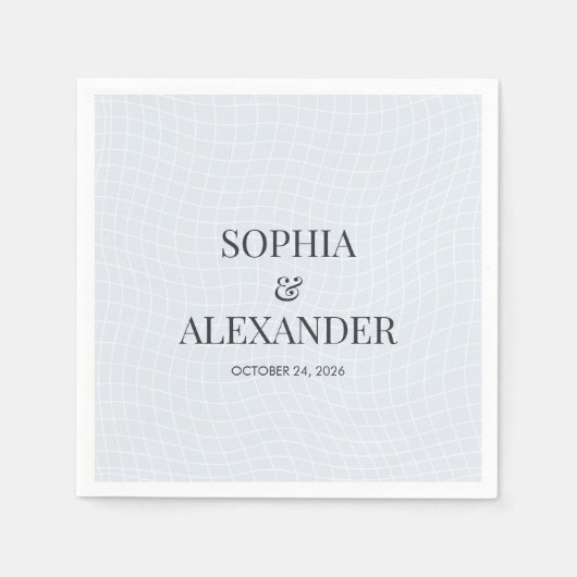 Serviette En Papier Moderne Glacial Blue & Grille Déformée (Devant)