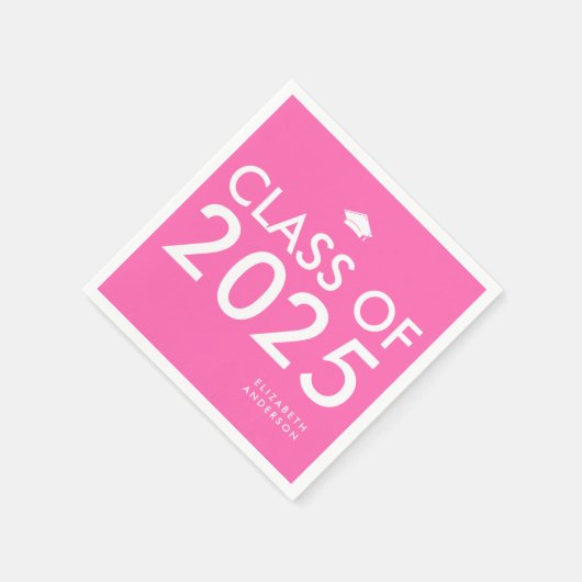 Serviette En Papier Moderne Gras Hot Rose Personnalisé Parti Graduatio (Coin)