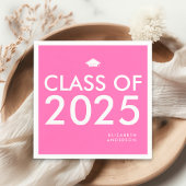 Serviette En Papier Moderne Gras Hot Rose Personnalisé Parti Graduatio