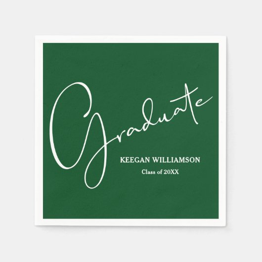 Serviette En Papier Moderne Grille de script vert (Devant)